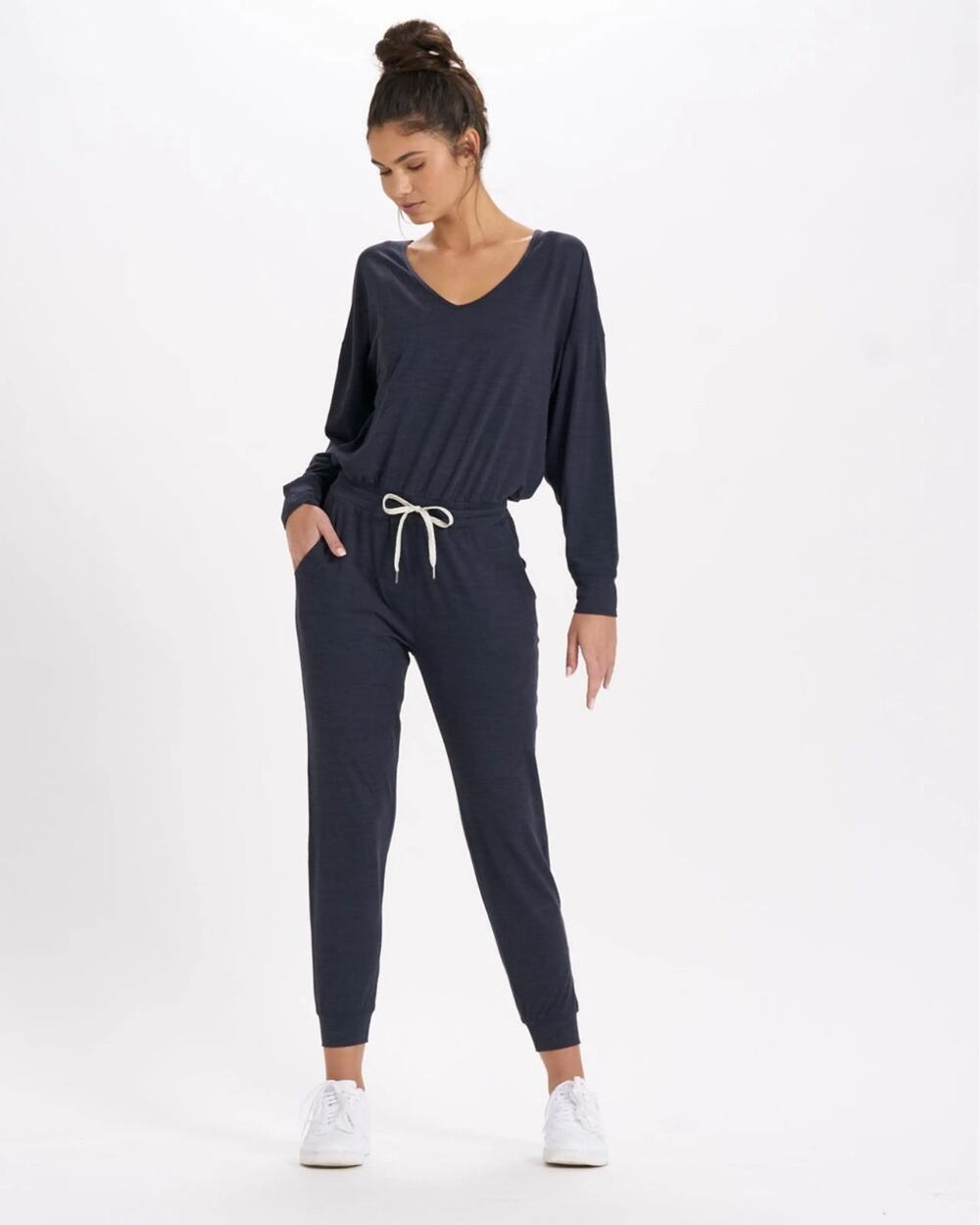Vuori Lux Long Sleeve Jumpsuit Dark Navy Blue Size Small